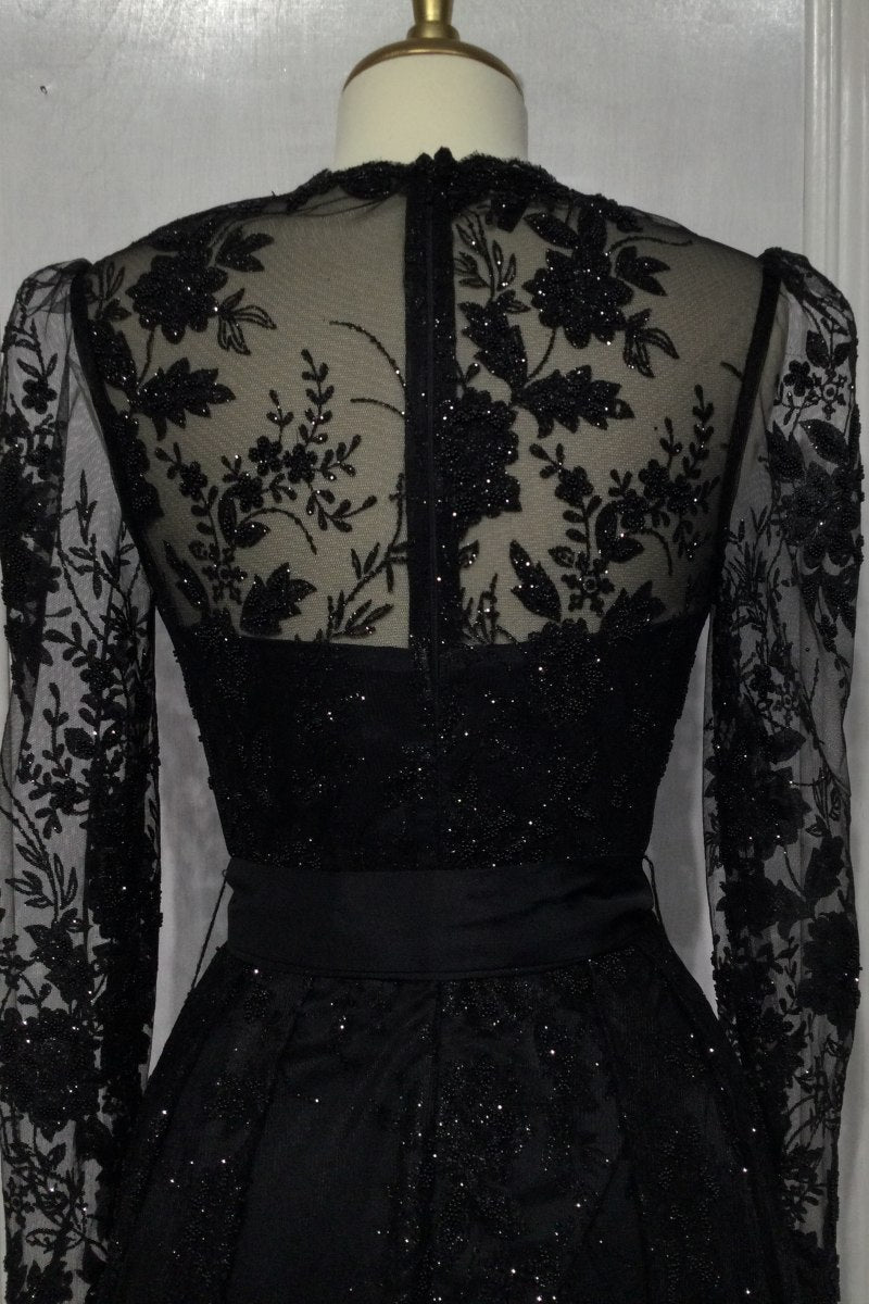 Long Sleeve Embellished Ball Gown – Formal Evening Dress for Women