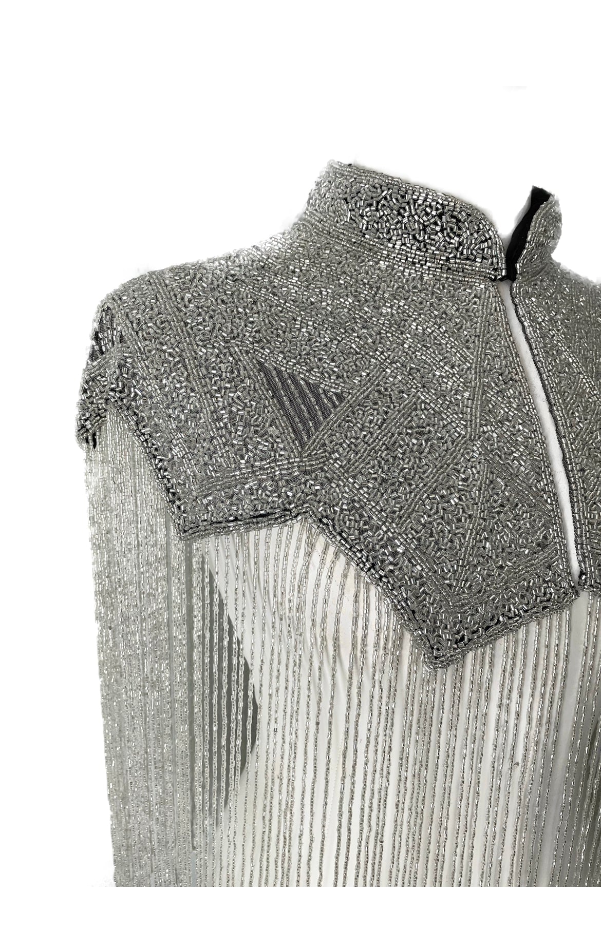Women's Argent Line Cape – Elegant Silver Statement Outerwear