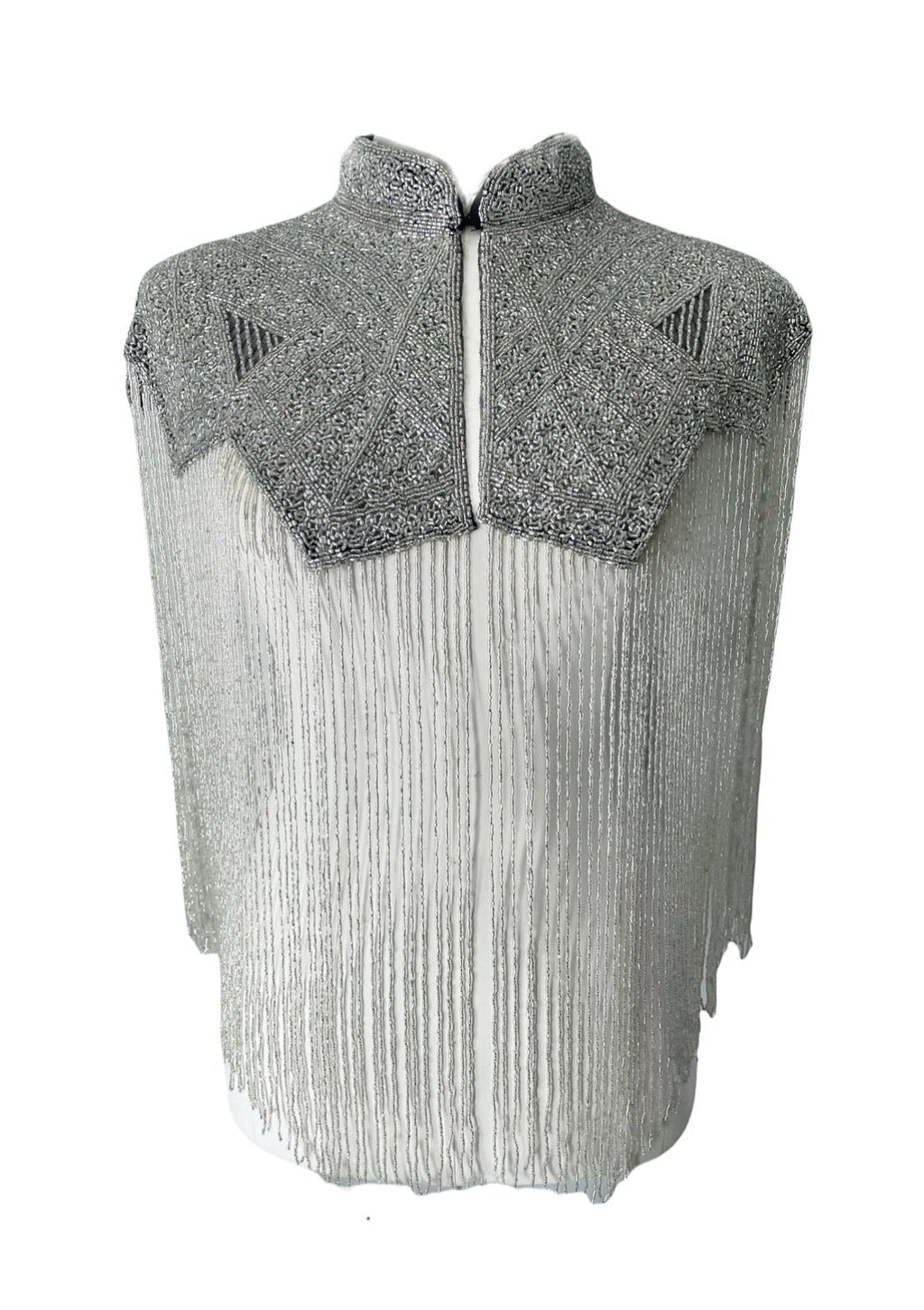 Women's Argent Line Cape – Elegant Silver Statement Outerwear