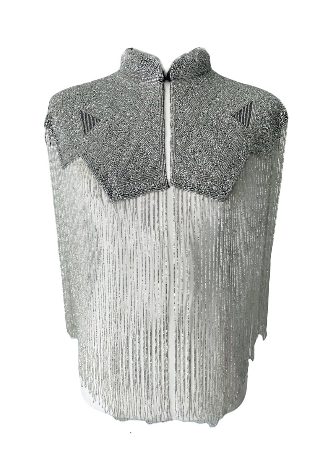 Women's Argent Line Cape – Elegant Silver Statement Outerwear