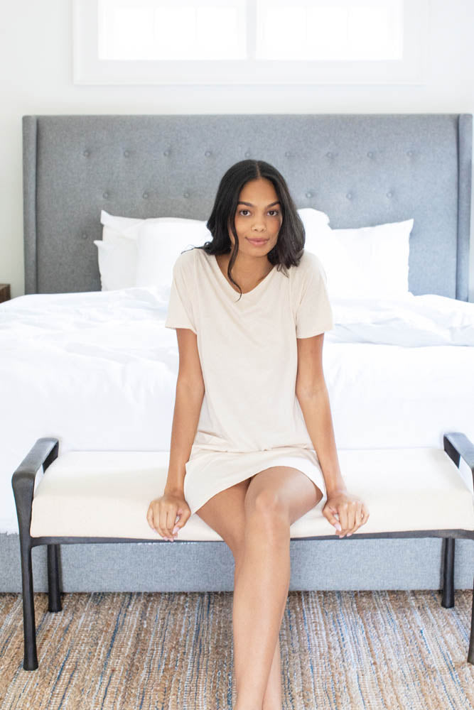 Women's Pima Cotton T-Shirt Dress – Soft Casual Everyday Midi Dress
