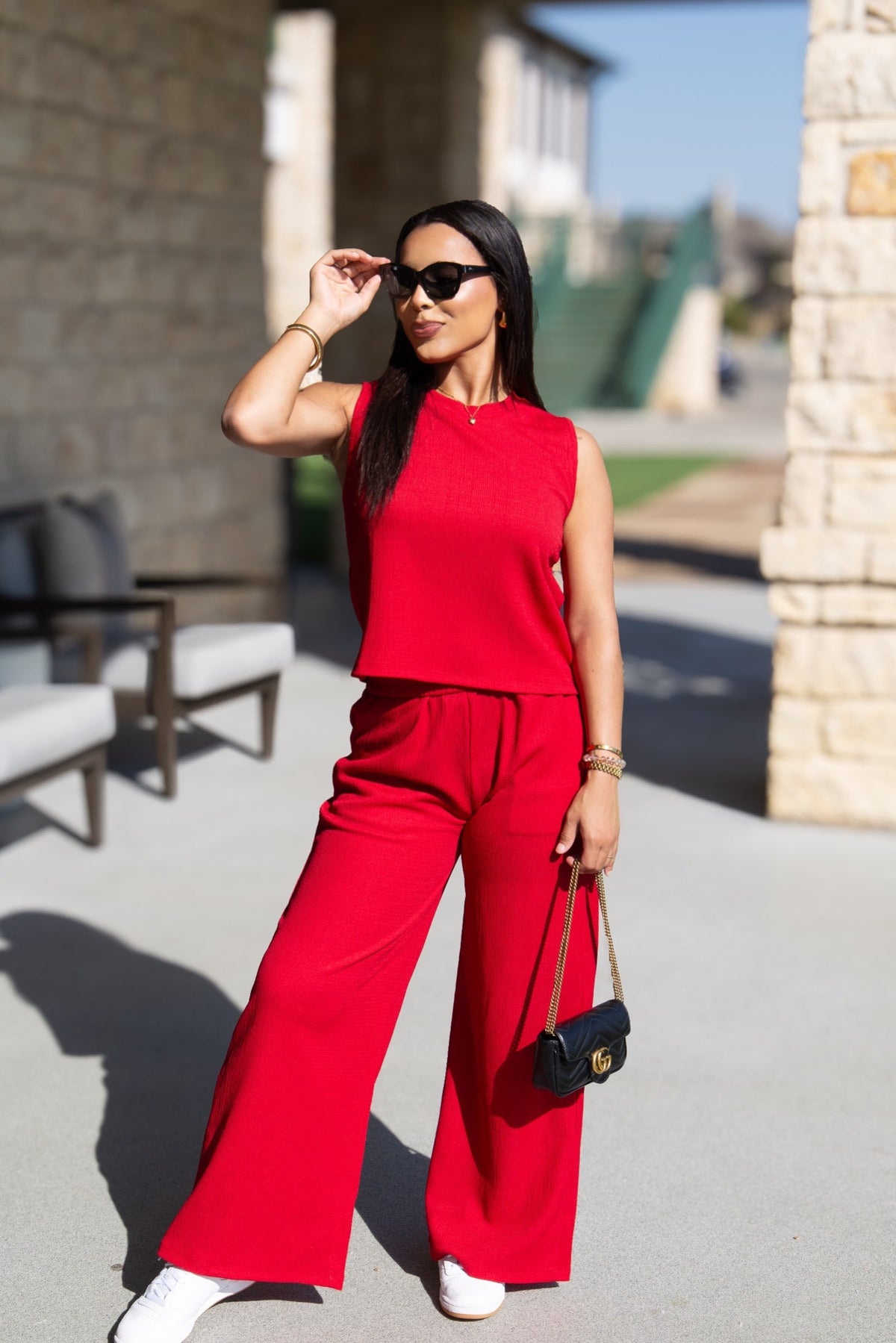 Women's Earhart Top in Red – Classic Aviator-Inspired Style