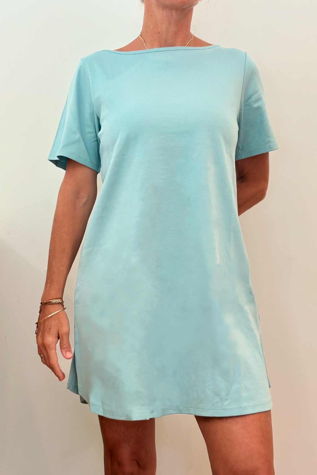 Women's Pima Cotton T-Shirt Dress – Soft Casual Everyday Midi Dress