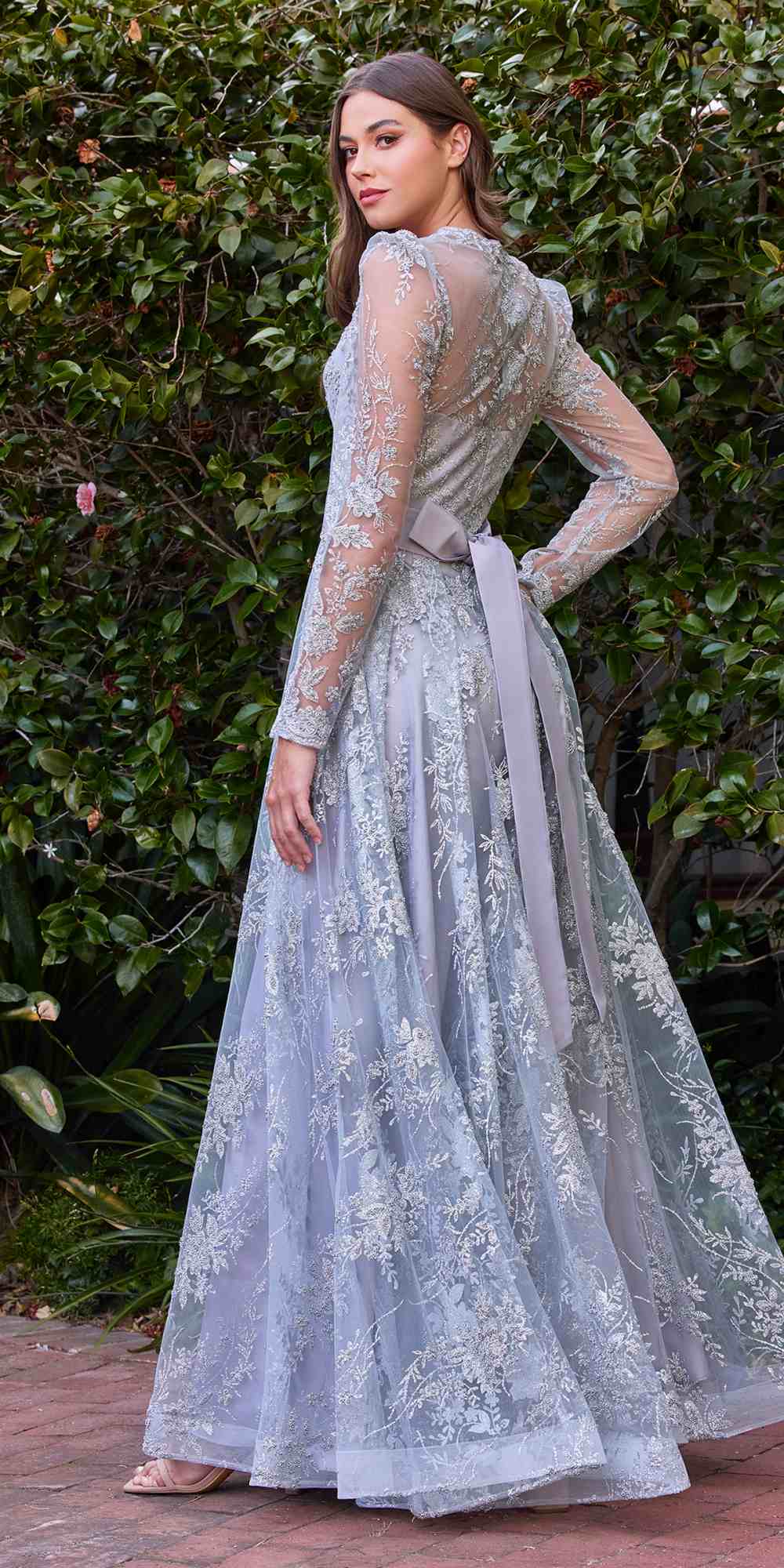 Long Sleeve Embellished Ball Gown – Formal Evening Dress for Women
