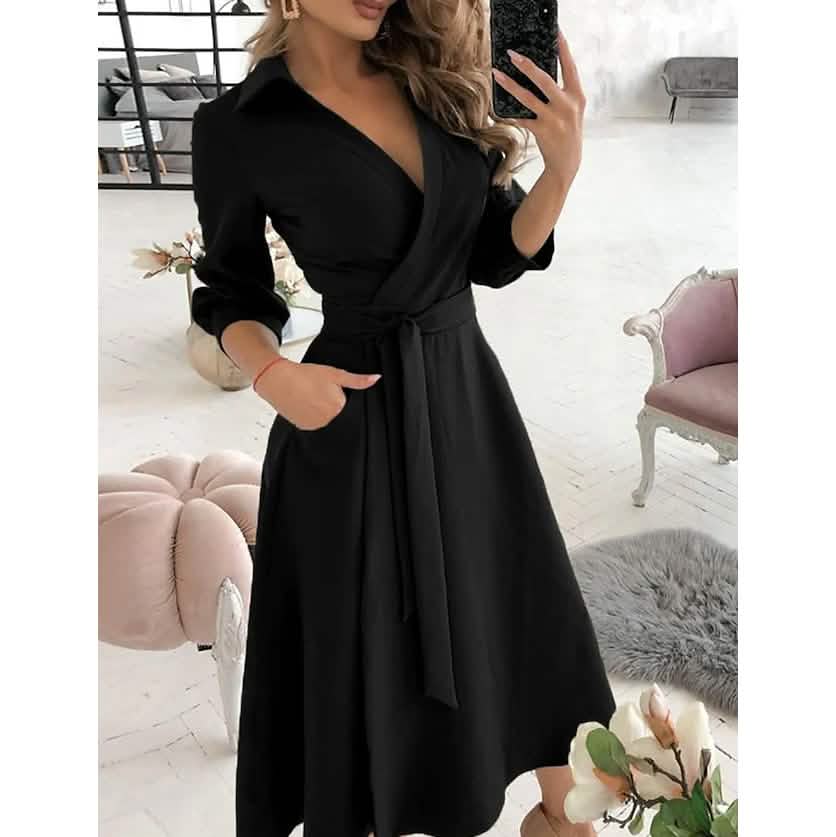 Women's Flowy A-Line Midi Dress – Casual Everyday Outfit