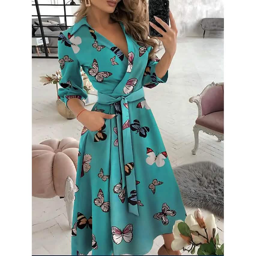 Women's Flowy A-Line Midi Dress – Casual Everyday Outfit