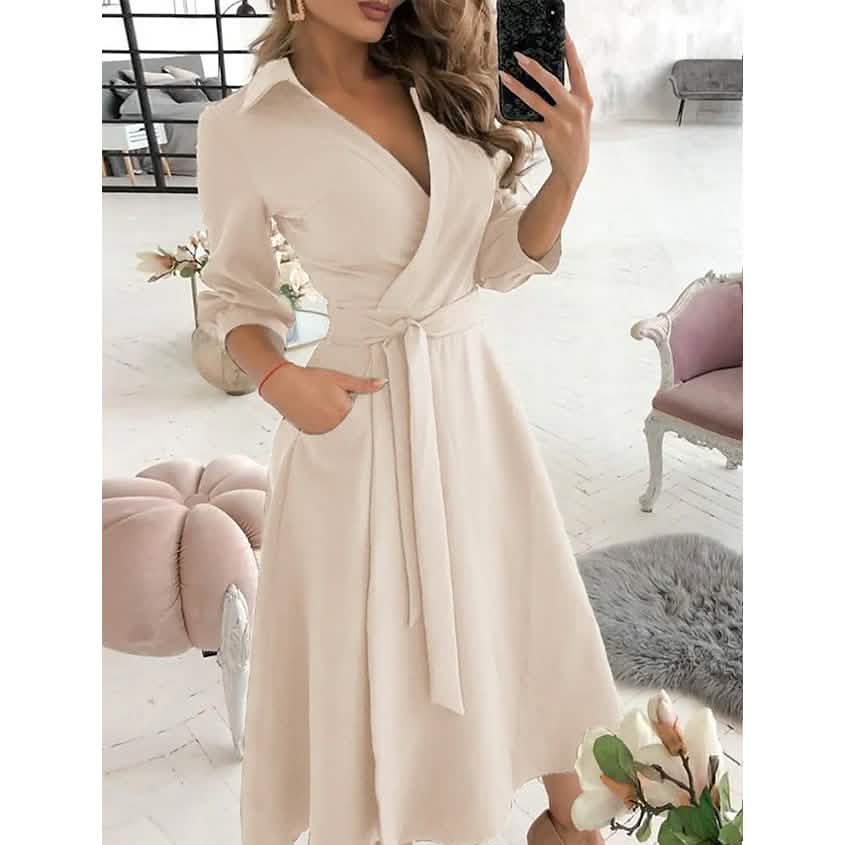 Women's Flowy A-Line Midi Dress – Casual Everyday Outfit