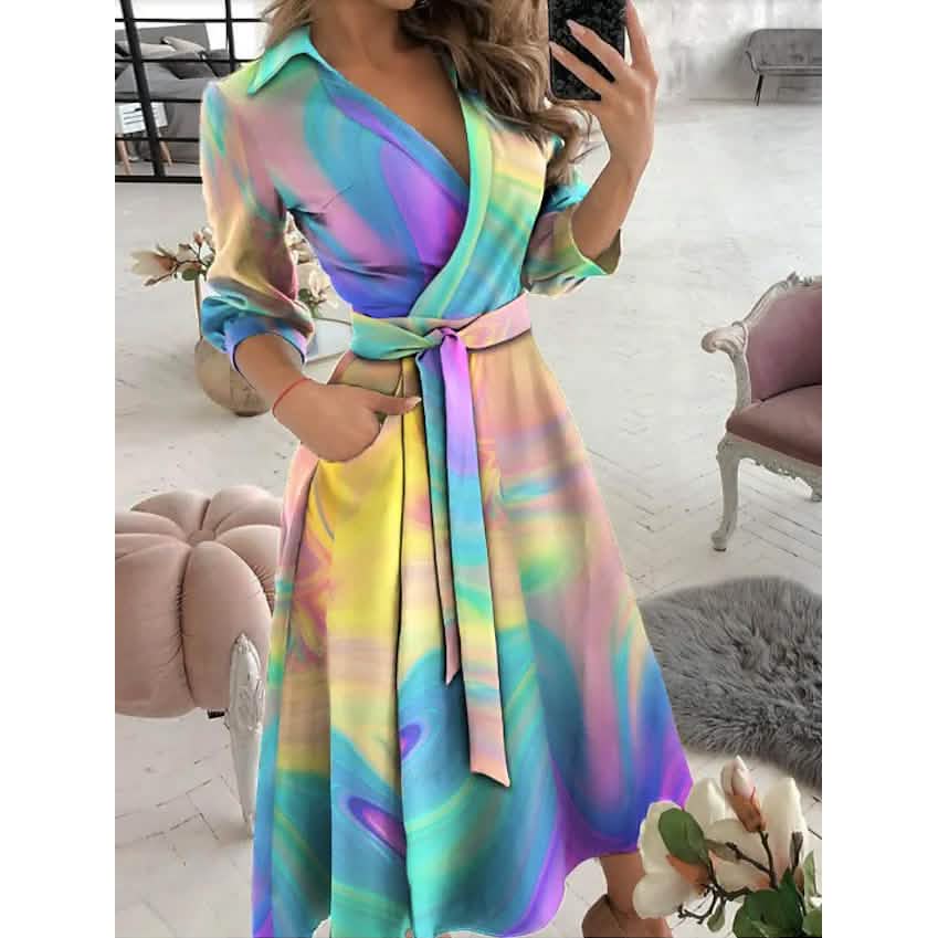 Women's Flowy A-Line Midi Dress – Casual Everyday Outfit