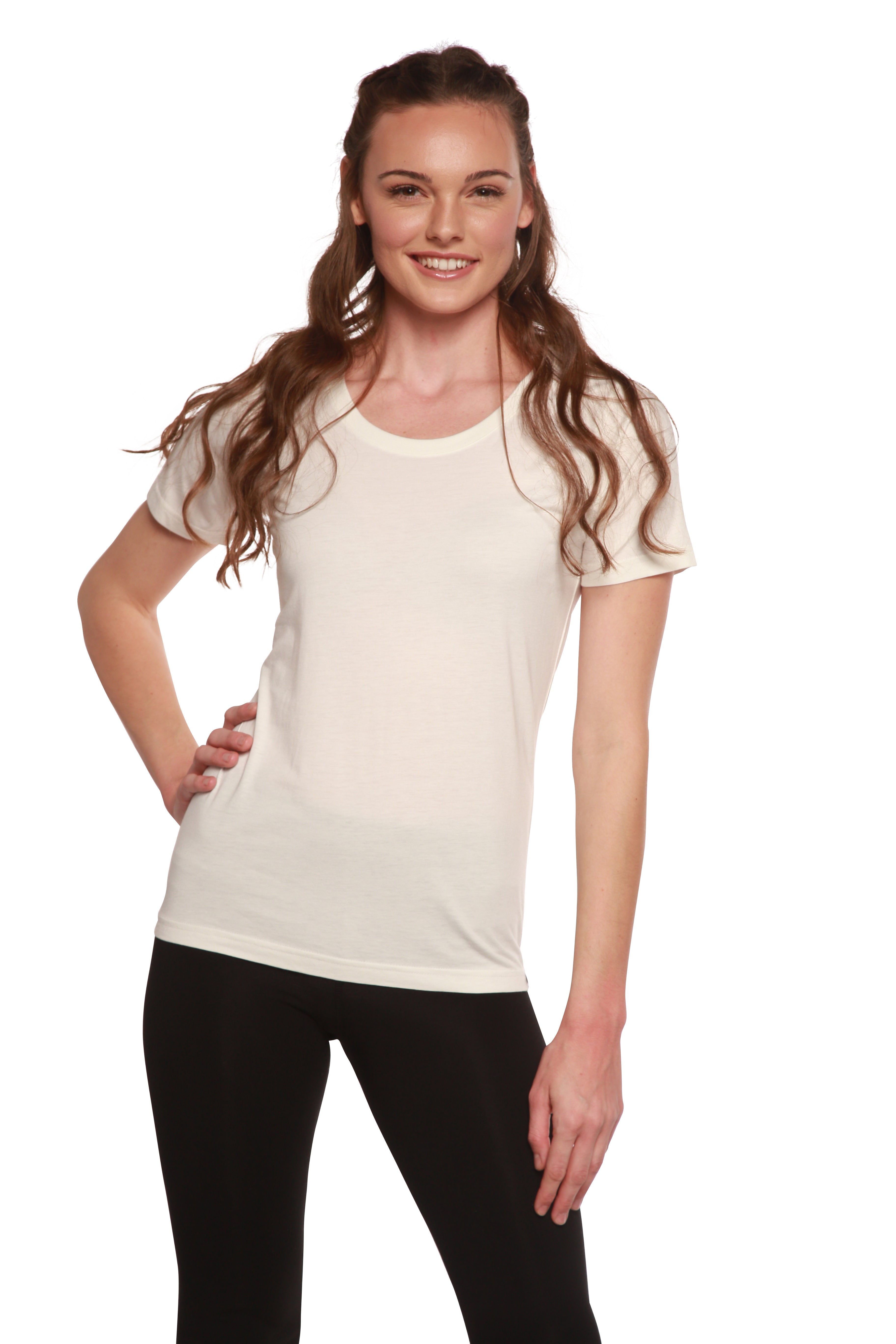 Women's Bamboo Cotton Scoop Neck Tee – Soft Sustainable Everyday T-Shirt